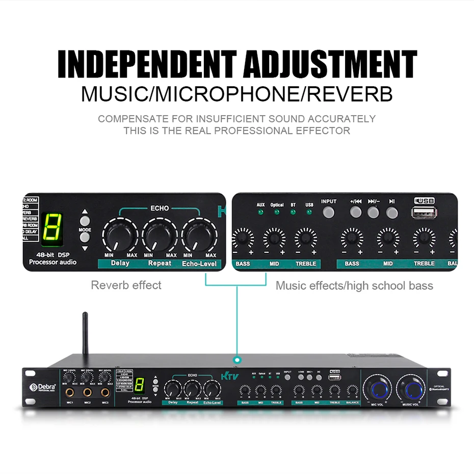 US $101.40 Debra E270 24 Bit DSP Professional Audio Digital Processor With Bluetooth For Karaoke Sound Audio Effect System