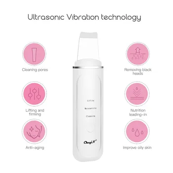 

Ultrasonic High Frequency Vibration Skin Scrubber Electric Peeling Shovel Pore Cleaner EMS Face Lifting Firming Thermal Care