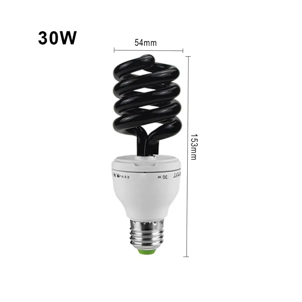 220 В ультрафиолетовая лампа, УФ светодиодный светильник, лампа фиолетового цвета, светильник ing CFL, ФЛУОРЕСЦЕНТНОЕ обнаружение, спираль, энергосберегающий черный светильник, лампа E27 - Мощность в ваттах: 30W