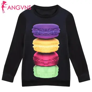 

Stylish Ladies Women Casual O-neck T-shirt Long Sleeve Black Macaron Print Fashion Pullover Casual Sport