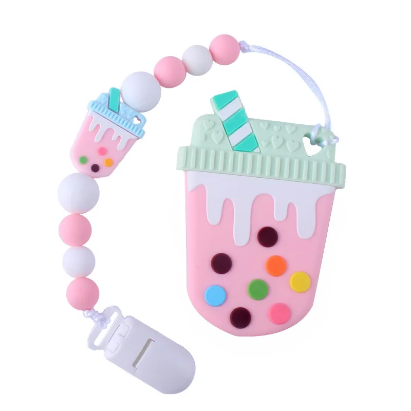 Пищевой детский мультяшный Прорезыватель для мороженого с цепочкой-соской и клипсами младенческие Прорезыватели силиконовые подвески для жевания детские игрушки для прорезывания зубов DIY