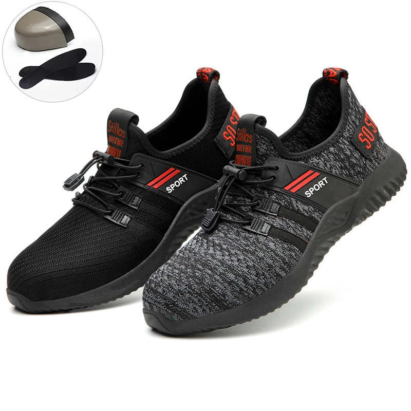 Fashionable steel toe non-slip breathable protective work shoes for men Puncture-proof safety shoes Light work boots