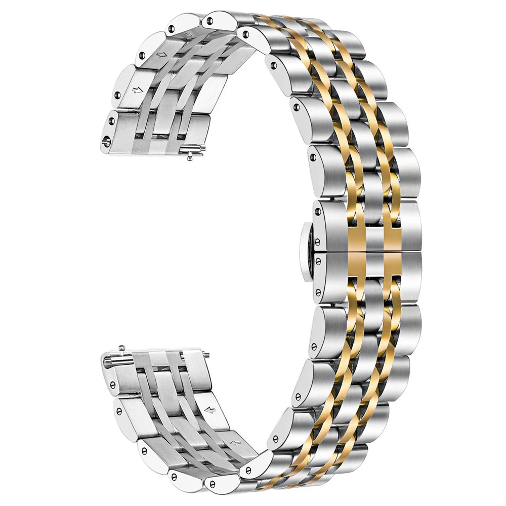 silver gold Ремешок для часов samsung gear S3/Galaxy Watch 46 мм полосы 22 мм браслет из нержавеющей стали для gear S3 Frontier/классический браслет - Цвет ремешка: silver gold