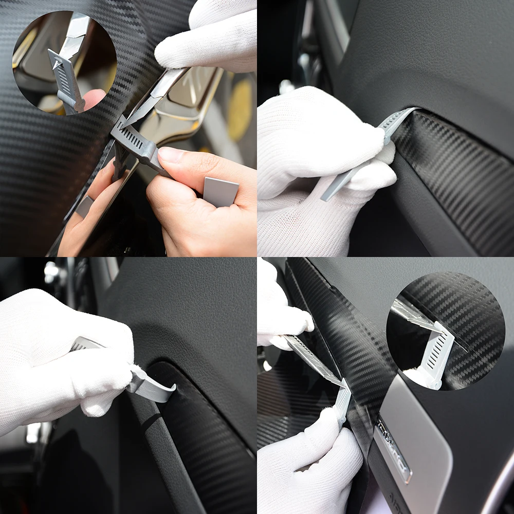 EHDIS 3pcs Carbon Fiber Vinyl Wrap Scraper Kit Window Tint Foil Film Install Squeegee Car Cleaning Sticker Remover Styling Tools