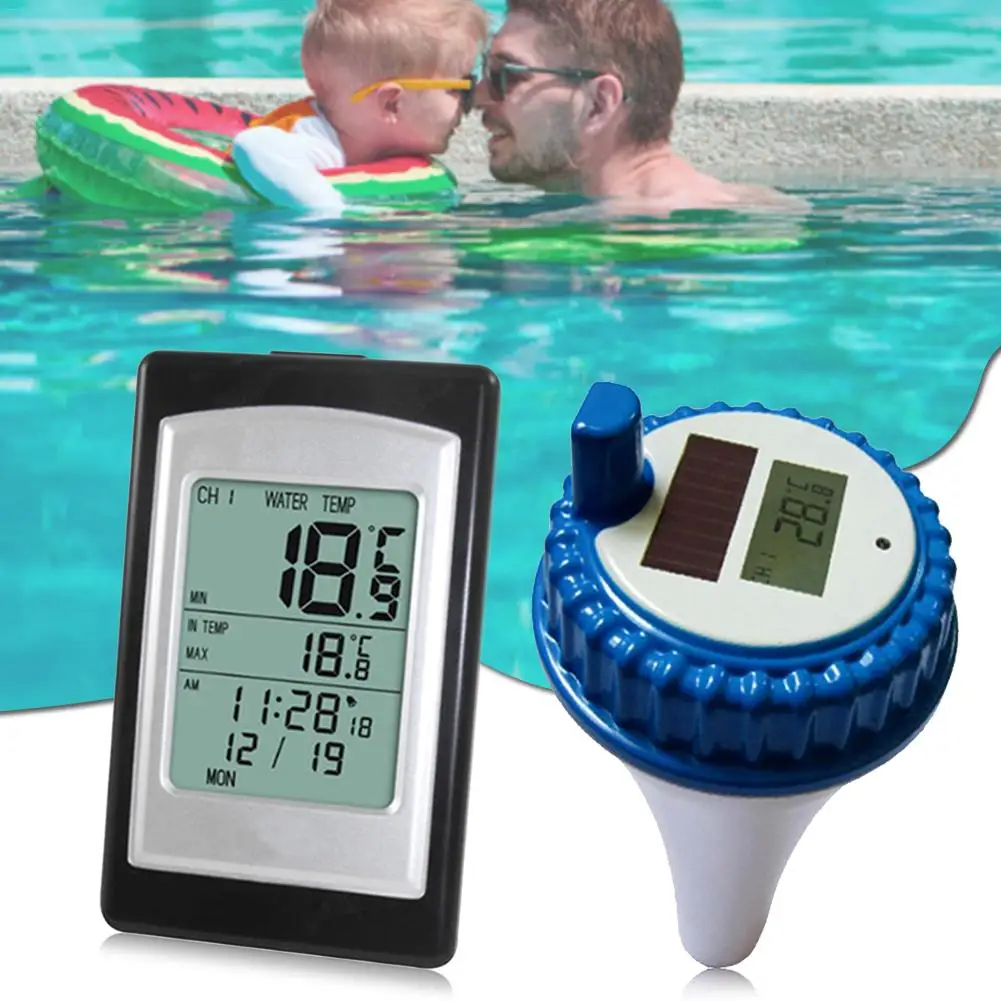 

Solar Power Wireless Swimming Pool Thermometer Swim SPA Pond Tub Digital Waterproof LCD Backlight Float Temperature Meter