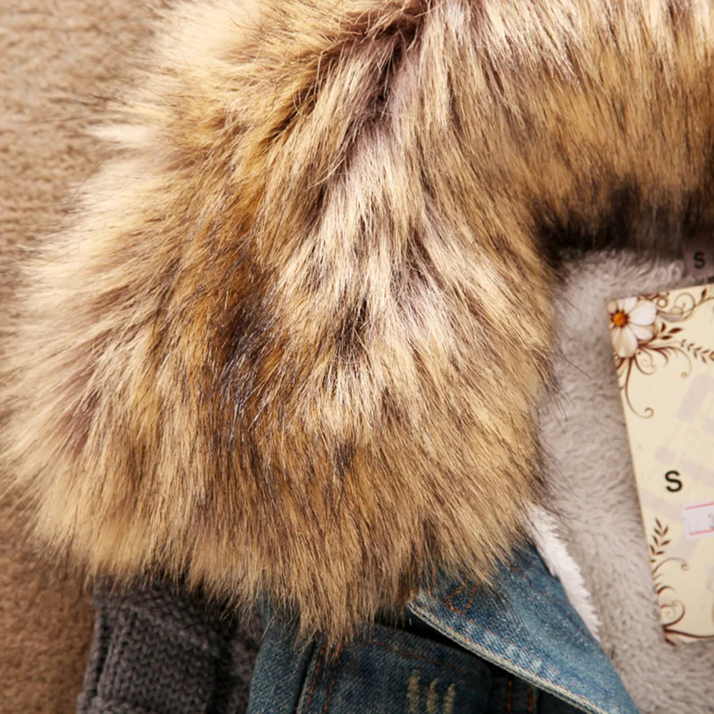 buy  2020 Women Spring Denim Jacket faux fur Coat Casual Clothing Overcoat Tops Female Jeans Coat