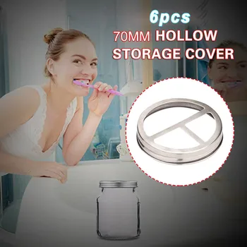 

70mm Stainless Steel Mason Toothbrush Holder Storage Tank Lid Bathroom Jar Cap Leak-proof Bottle Cover For Kitchen Holders