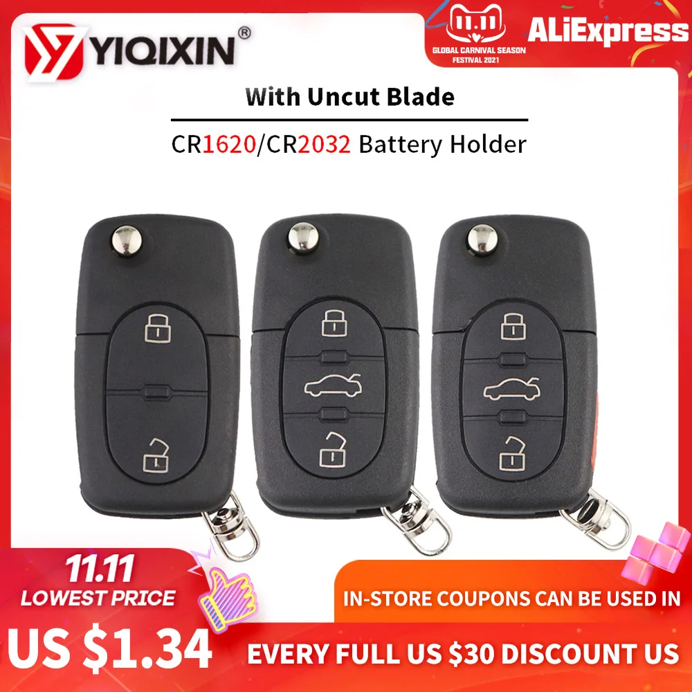 YIQIXIN Замена 3/4 Кнопка откидной автомобильный ключ чехол оболочка для Audi TT A2 A3 A4 A6 A8