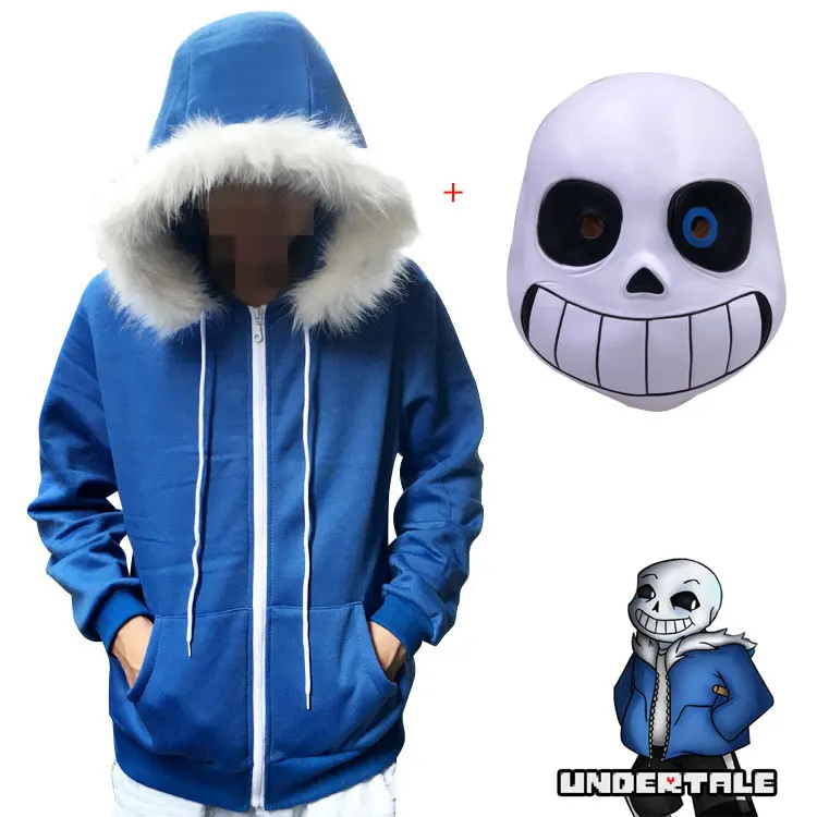 

2019 Sans Undertale Cosplay Hoodies Emulsion Mask Jacket Sans Plus Velvet Hooded Zipper Sweater Animation Game Outfit