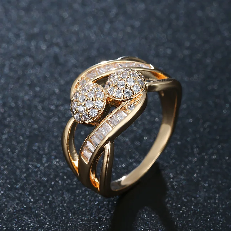 Gold15 Радужное круглое кольцо, стильное, красивое, красочное, в форме вечного сердца, d форма растения, инкрустация, циркон, палец, Женские Ювелирные аксессуары - Цвет основного камня: Gold15