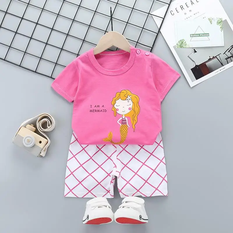 Baby Girl Summer Clothes Infant Girls Clothing Set Children Top+shorts Suit Kid Cotton Outfits Two Piece Sets Toddler Costume baby outfit matching set Baby Clothing Set