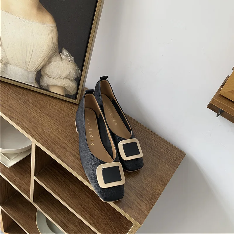 

Chunky-Heel Shoes Women's 2020 Autumn New Style Versatile Online Celebrity Square Head Semi-high Heeled Square Buckle Mary Jane