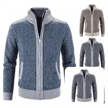 

Simple Male Sweater Coat Slim Skin-Touch Patchwork Color Knitted Cardigan Sweater Knitted Jacket Cardigan Sweater
