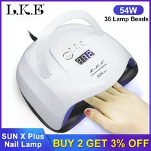 LKE 48 Вт Светодиодная УФ-лампа для ногтей для маникюра SUN X Сушилка для ногтей ЖК-дисплей умная сенсорная кнопка все гели лак УФ светодиодный лед лампа для ногтей