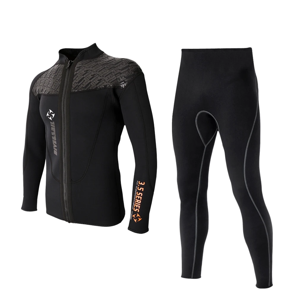 Men 3mm Neoprene Wetsuit Jacket Long Sleeve Wetsuit for Diving Canoeing L Men Diving Pants Jacket Set
