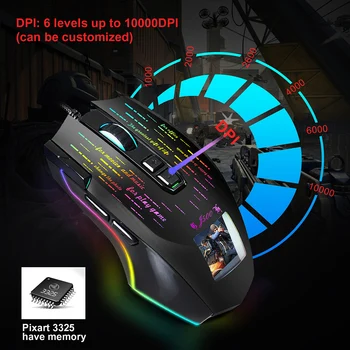

J500 Gaming Mouse With touch screen display 6400DPI RGB Backlight Game Mouse Gamer Mice For PUBG LOL Desktop Laptop PC 2020