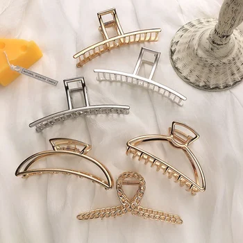 2022 Korean Metal Geometric Hair Claw Barrettes Elegant Hair Clip Crab Hollow Out Hairpin Headwear Women Girl Hair Accessories 6