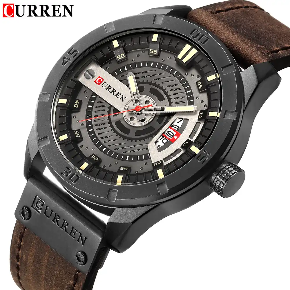 curren casual sport watches for men blue top brand luxury military leather wrist watch man clock fashion chronograph wristwatch