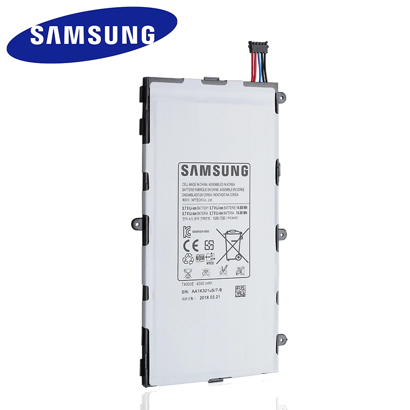 T4000E 4000 мА/ч,, планшет, Батарея для Samsung Galaxy Tab 3 7,0 T210 T211 T2105 T217A Замена аутентичная батарея