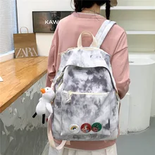 Girly School Bag  Harajuku Fashion Gradient Color Women's Backpack Large Capacity Canvas Student School Bag