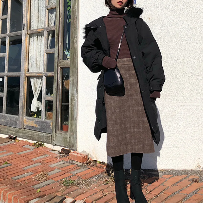 

CHIC Cotton Coat Women's INS Mid-length 2019 New Style Thick Winter Coat over-the-Knee down Feather Cotton-padded Clothes down C