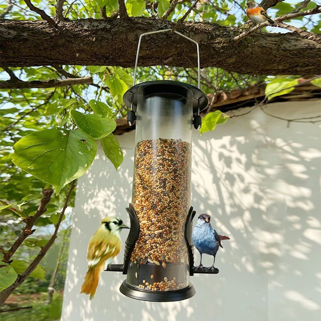 Mangeoire à oiseaux solaire avec tube lumineux, mangeoire en métal