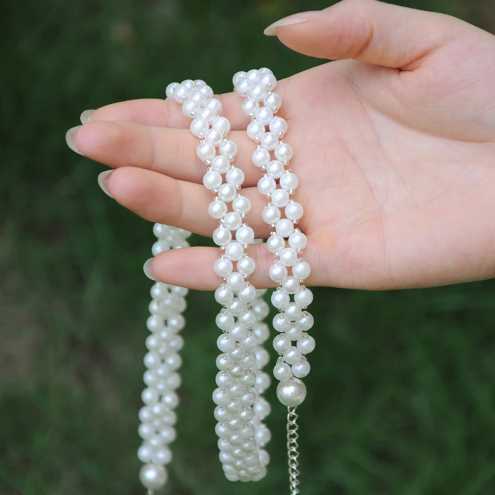 Elegant Pearls Chain Belt For Woman Beaded Pearls Belts For Dresses