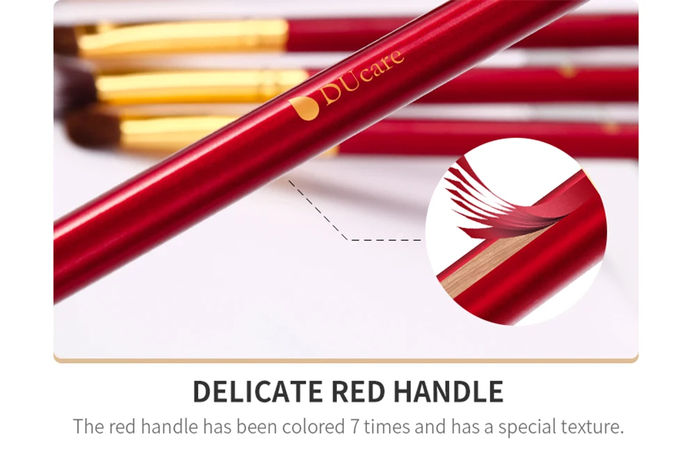 DUcare Makeup Brushes 6-7PCS Red Natural Hair Eyeshadow Blending Eyeliner Makeup Brush Set Shader Eyebrow brochas maquillaje