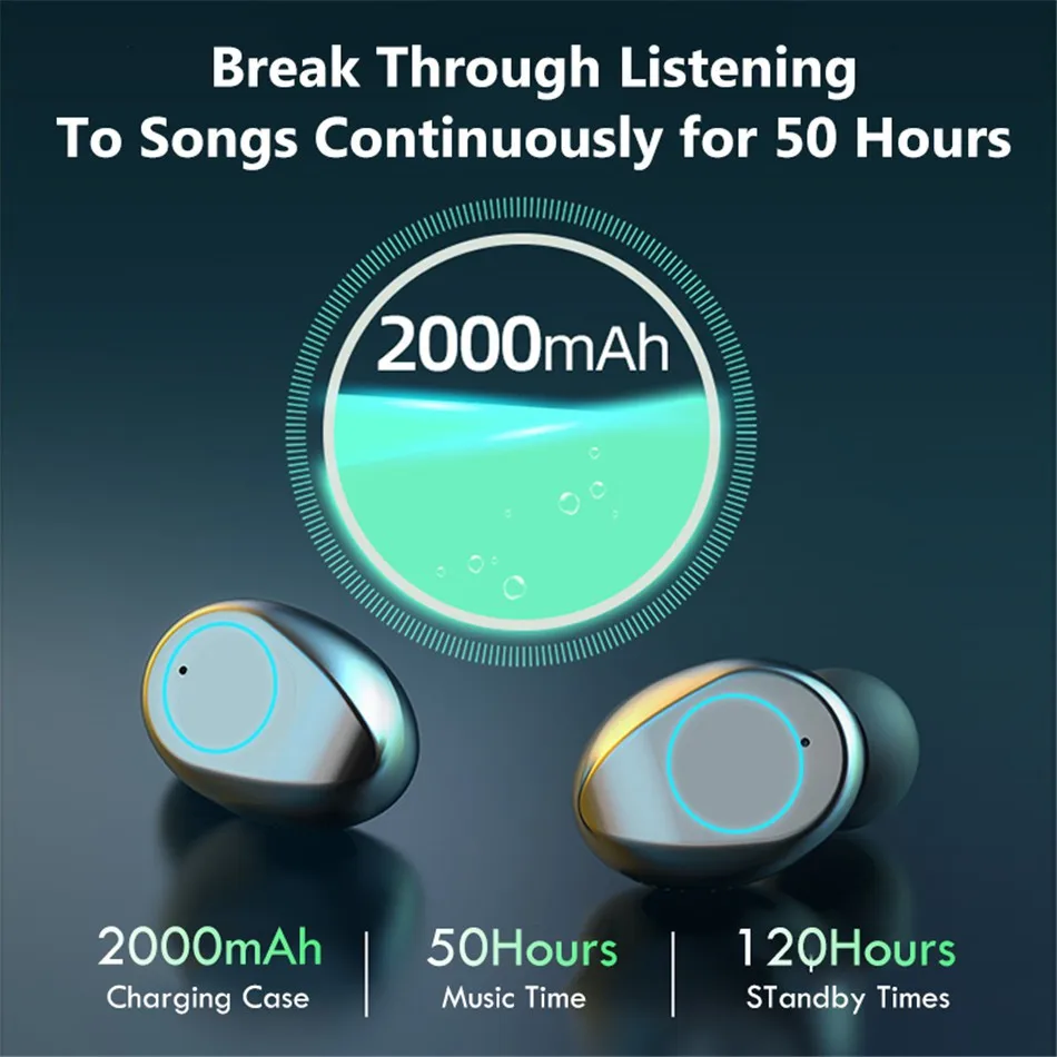 Mini TWS Bluetooth 5 0 Earphones Wireless Headphones 9D LED Hifi Stereo Sports Waterproof Wireless Earphone Headset for Sport
