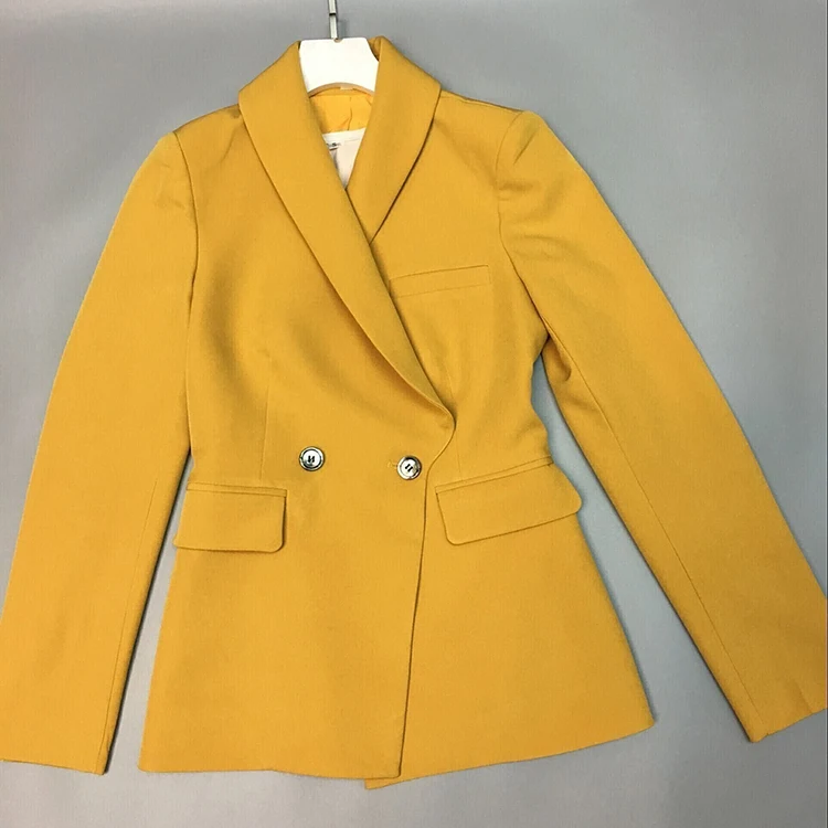 Vrouwen broek past Geel dames pak mode kleine pak en najaar zelfontplooiing wilde pak twee-stuk pak