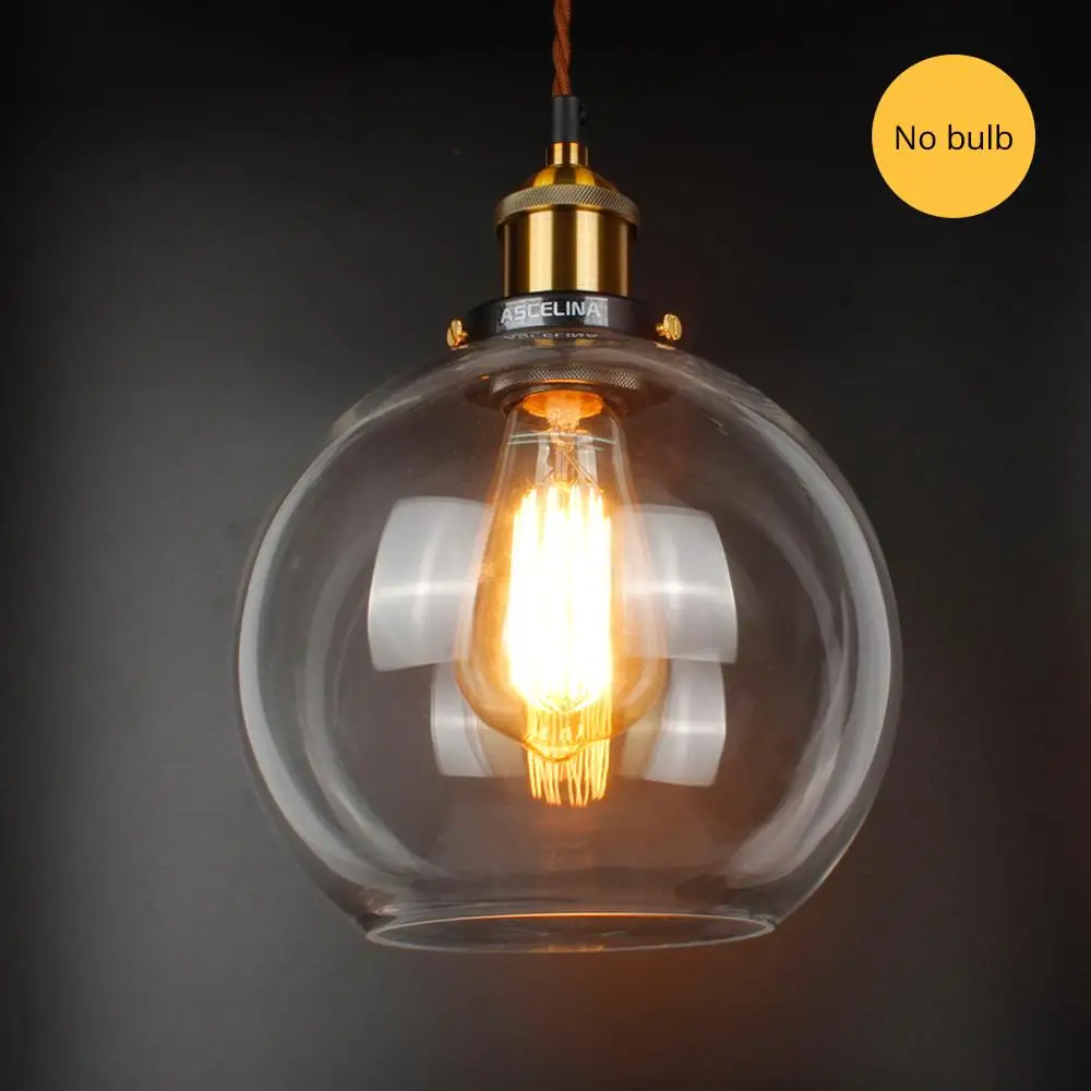 Стеклянная Подвесная лампа, винтажный подвесной светильник, американский янтарь, E27, светильник, декоративный планетарий, лампа для столовой, кухни, дома, светодиодный - Цвет корпуса: B style No Bulb