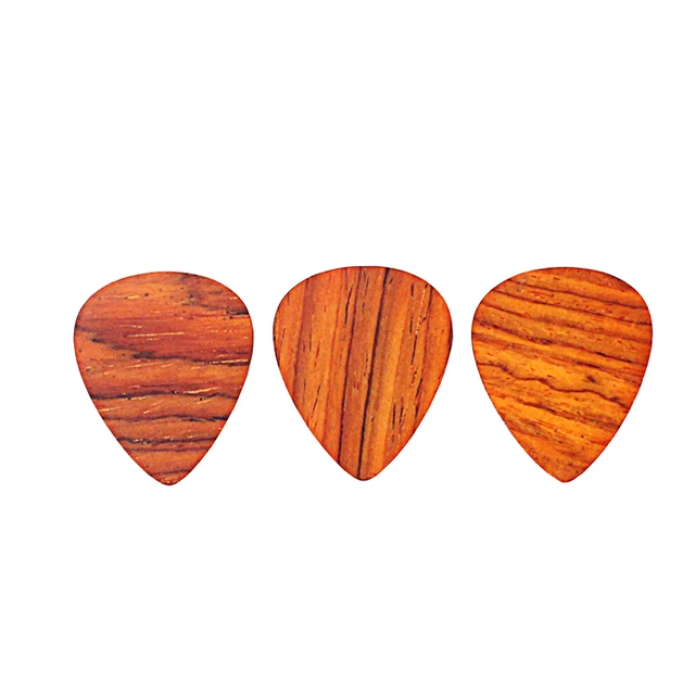 3x Hearted Shape Picks Wooden Guitar Pick Rose Wood Guitar Plectrum