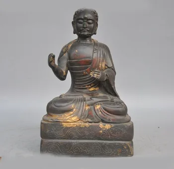 

wedding decoration Antiques China Buddhism bronze Gilt Arhat Damo Bodhidharma Dharma Buddha statue