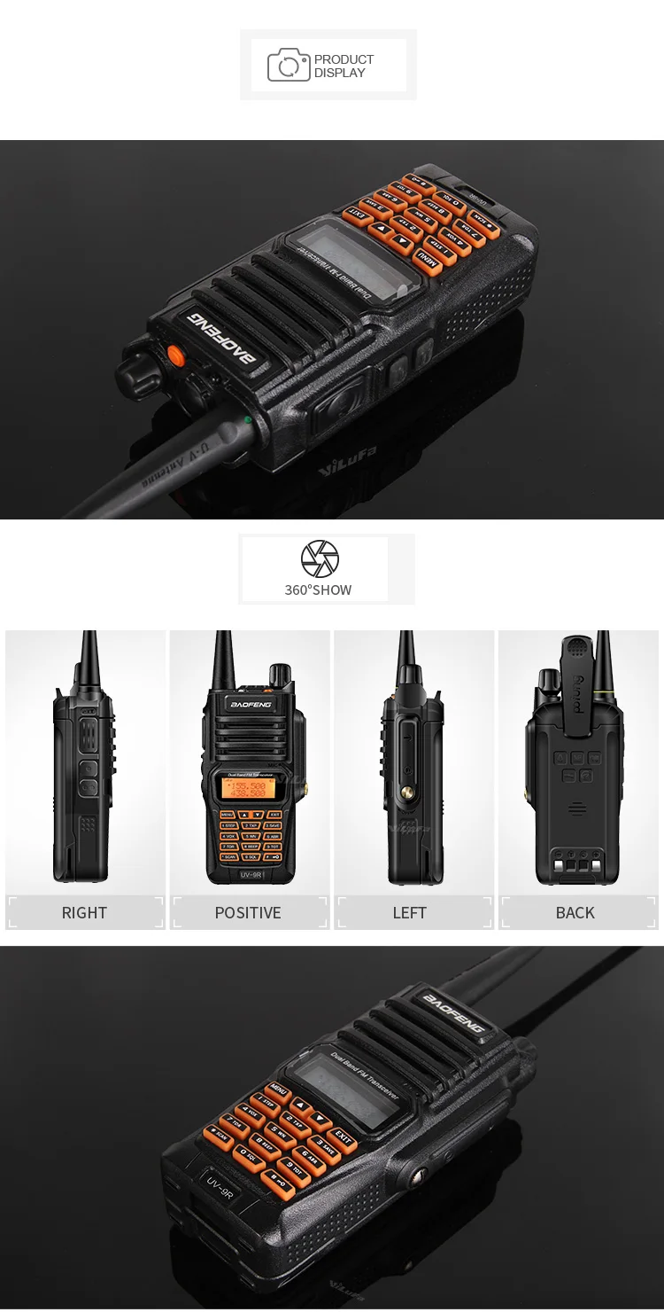 Baofeng UV-9R Plus Водонепроницаемая портативная рация 8 Вт двухстороннее радио Двухдиапазонный портативный 10 км Дальний диапазон UV9R CB Ham портативное радио