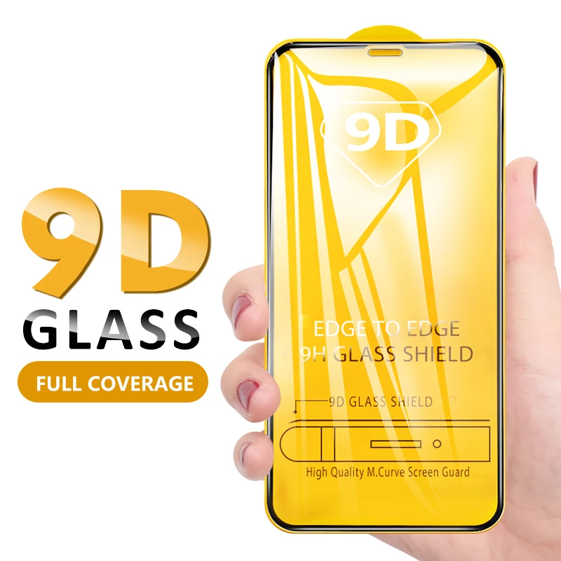 Изогнутое защитное стекло 9D для iPhone 11 Pro Max X XS XR закаленное с полным покрытием 6 6S 8 7