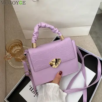 

PU Pleated Handle Crossbody Handbag Fashion Stone Pattern Women Shoulder Bags Popular Simple Female Daily Bag
