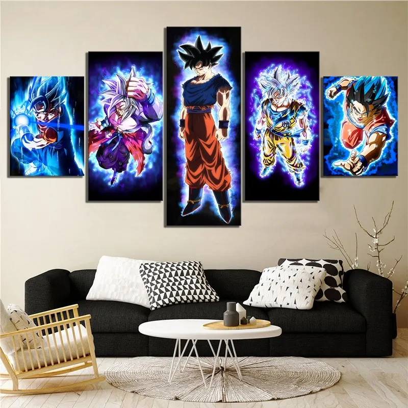 Productos de calidad Ventas calientes de bienes Carteles de Lona Impresos  en HD decoración del hogar Cuadros de Arte de Pared de Sala de Estar  modulares Pinturas de Dragon Ball Super Goku