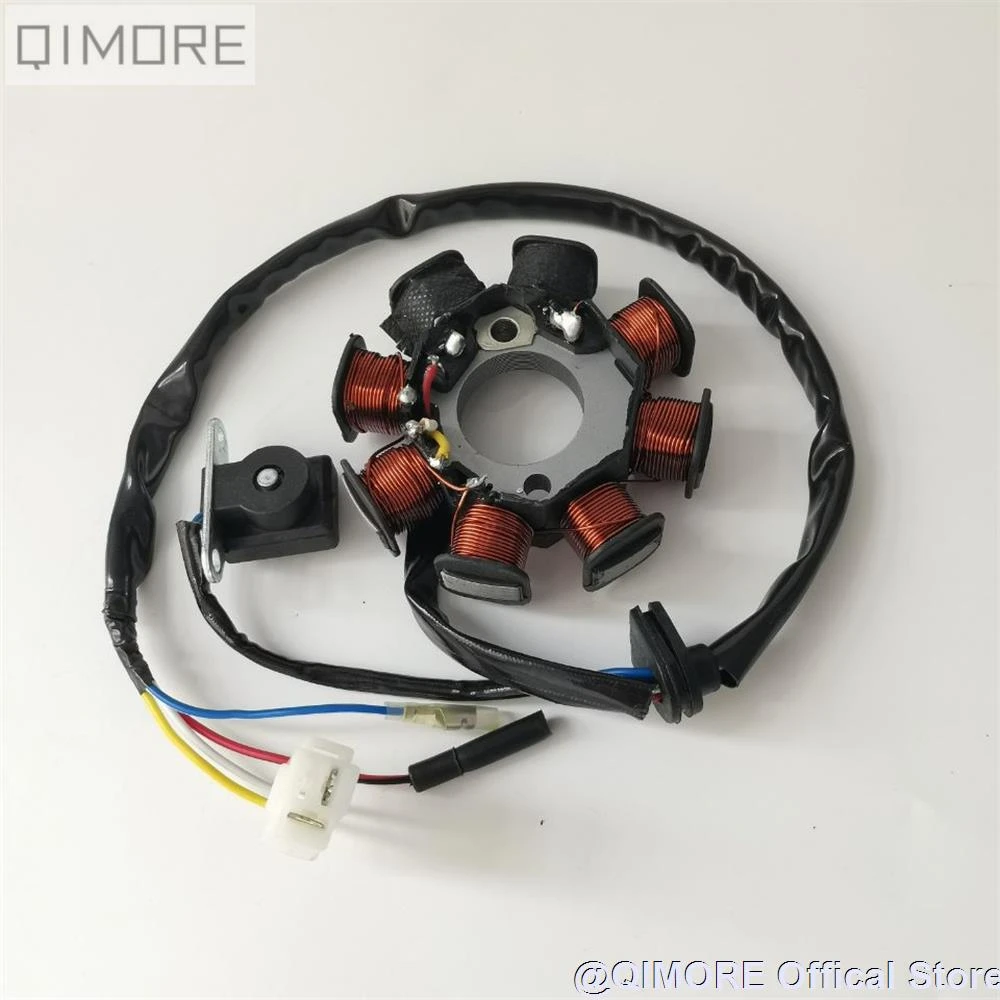8 Pole 4 Wire Dual Ignition Stator For 4 Stroke Scooter Moped