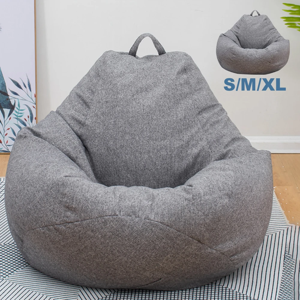 Large Small Lazy Sofas Cover Chairs without Filler Linen Cloth Lounger Seat Bean Bag Pouf Puff Couch Tatami Living Room