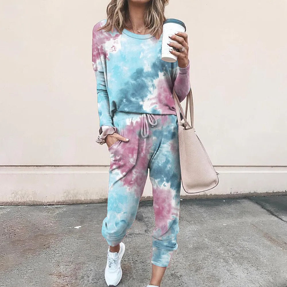 Women Tracksuit 2 Piece Set Tie Dye 