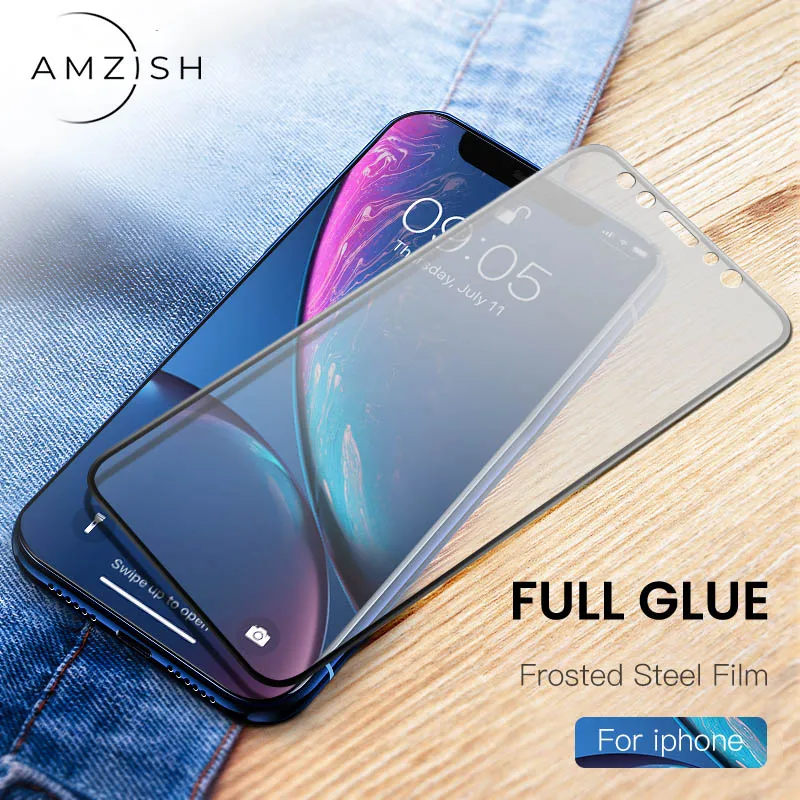 Матовое закаленное стекло amzish для iPhone 8 7 6S 6 Plus матовая защитная пленка экрана XR X XS