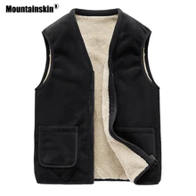 Зимние мужские жилетки из плотной флисовой ткани, повседневные теплые мягкие жилетки, мужские куртки без рукавов SA832