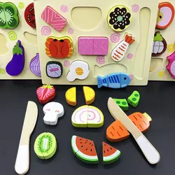 Детская Магнитная фрукты Кухня игрушки набор фруктов познания Модель Строительство Наборы, претендует игрушки Фрукты пазл деревянные