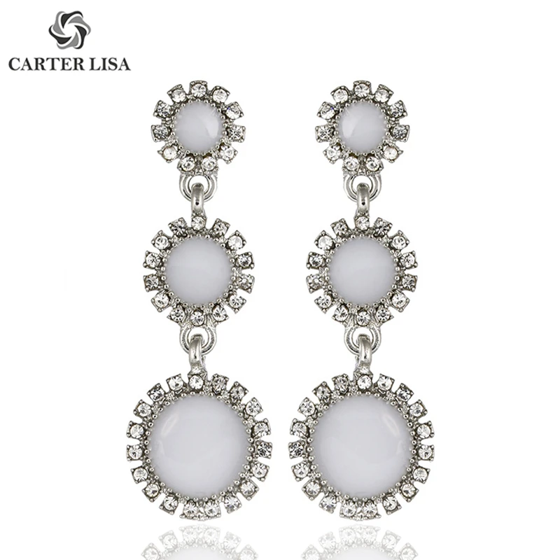 CARTER LISA 2019 модные длинные в форме капли серьги с кисточками черные/белые круглые