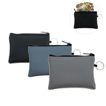 Wallet Leather Purse Change Zipper Solid Key Bag Card Pu Holder Mini Men Women Earphone Storage Mini Bag With Ring