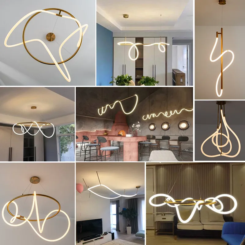 Modern Creative Designer Chandelier Lighting Suspension Luminaire Lampen Living Room Dining Table Light Bar Lines Lighting led chandelier ceiling chandelier led pendant light led decor light