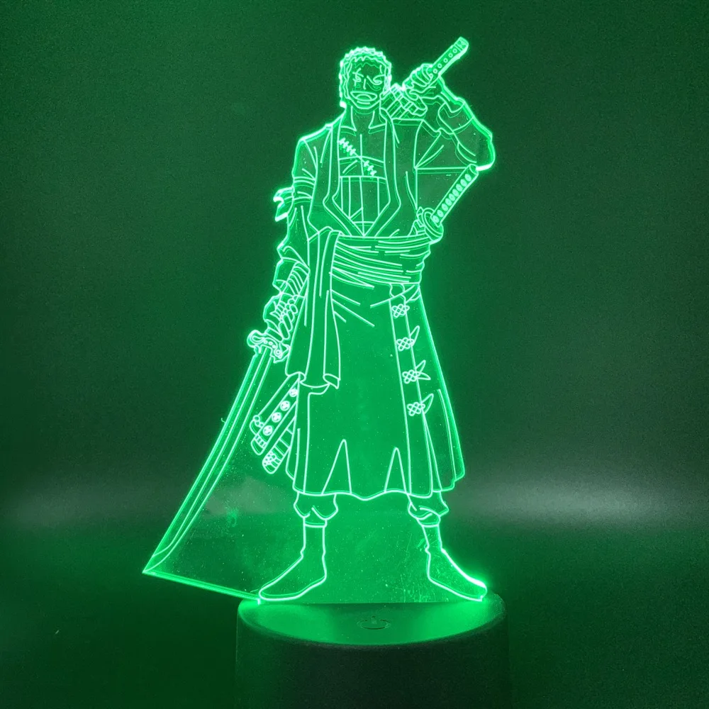 Аниме One Piece Roronoa Zoro фигурка красочный 3D светодиодный ночник для детей Детский