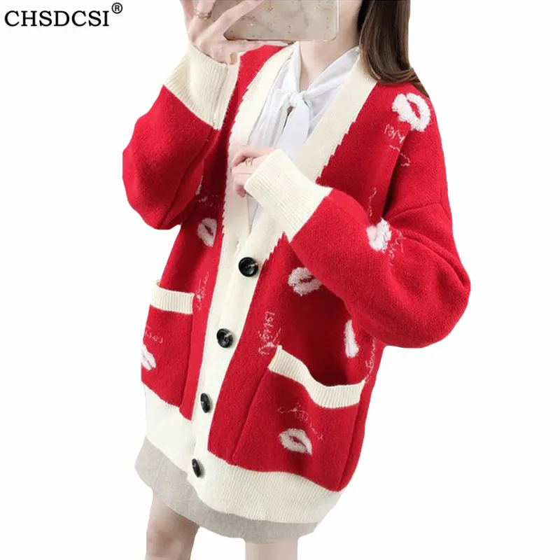 

CHSDCSI Sweater Popular Casual Loose Knit Sweaters Button Women's Coat Fashion Female Cardigans 2020 Autumn and Winter V-neck