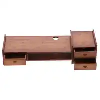 Bamboo Monitor Stand Riser for Computer Printer Cellphone Riser with 2 Drawers Home Office Desktop Storage