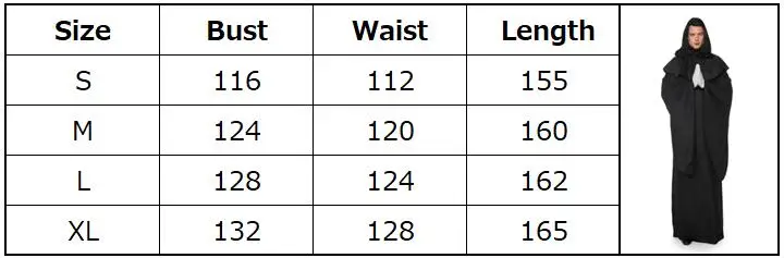 Хэллоуин злой костюм волшебника длинный халат с капюшоном плащ в монах священник Косплей Костюм
